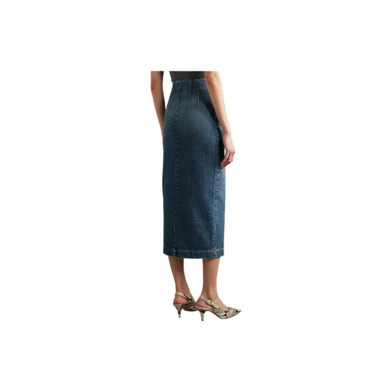 KHAITE SS24 Denim Long Skirts Women's Dark Blue-1