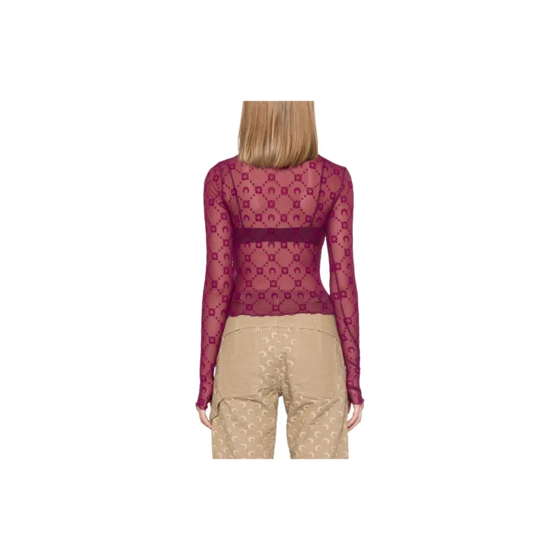 Marine Serre T Shirt Women's Cherry Pink-2