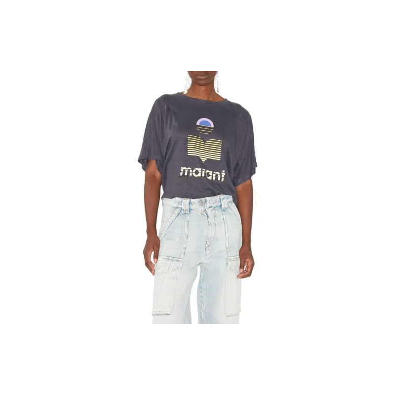 ISABEL MARANT ETOILE Logo Printed Cropped T-Shirt-2