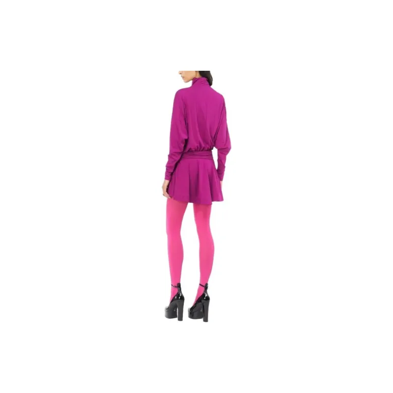 PINKO Mini Abito Dolcevita Jersey Fluido Long Sleeved Dress Women's Purple-3
