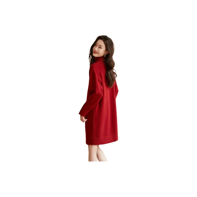 Mo Han Yi Mei Long Sleeved Dress Women's Red-1
