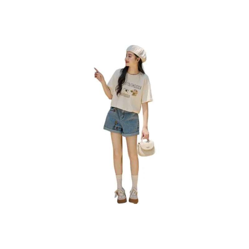 ZIHAN T Shirt Women's Beige Gold-2