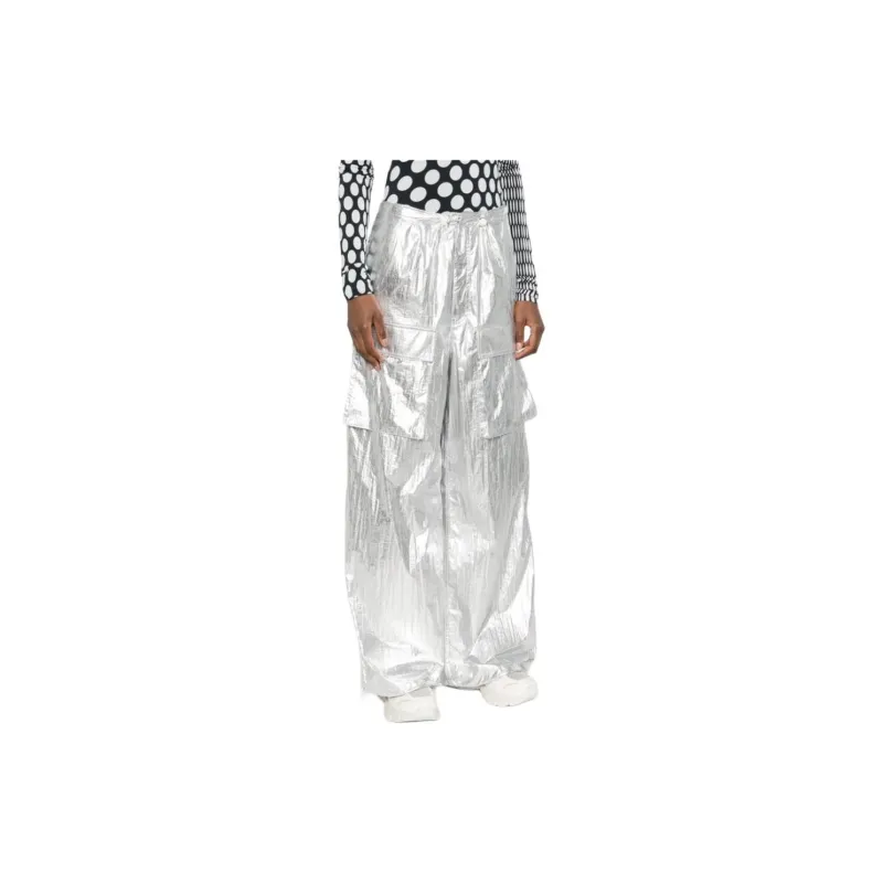 MM6 Maison Margiela Drawstring fastening Metallic Trousers-3