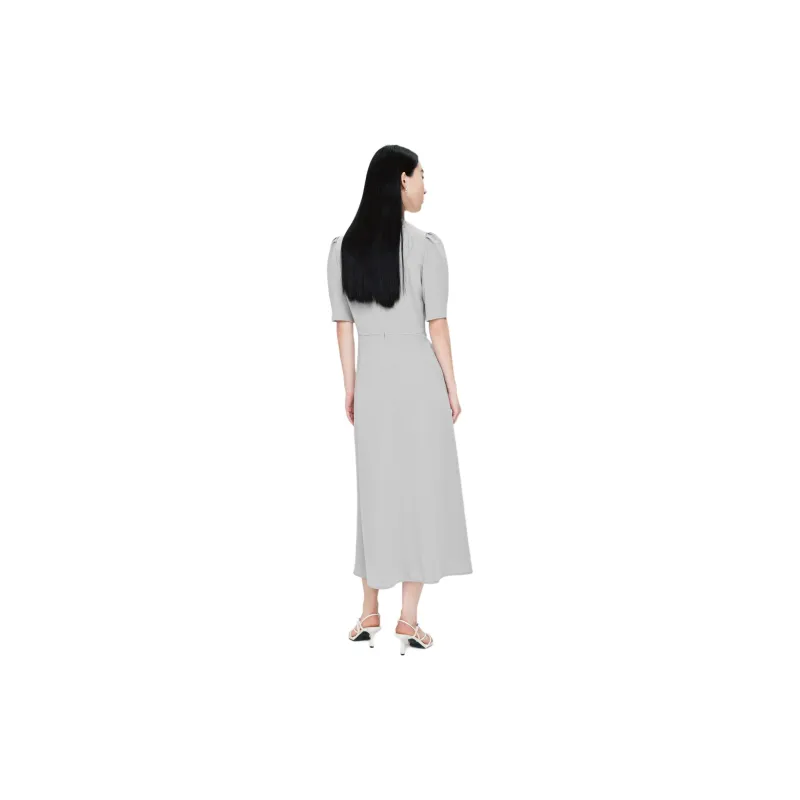 TKY SHOP Short Sleeved Dress Women's Gray Purple-5