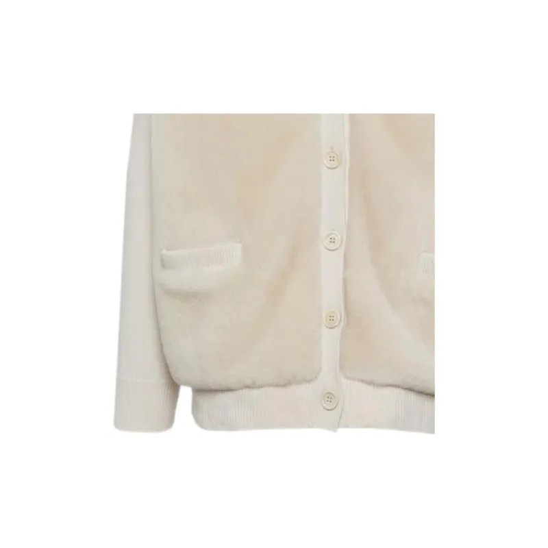 PRADA Shearling panel Cashmere Cardigan-5