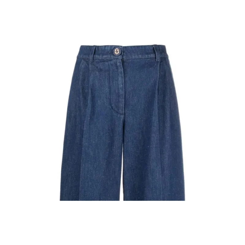 GUCCI Logo Patch Wide Leg Jeans-5