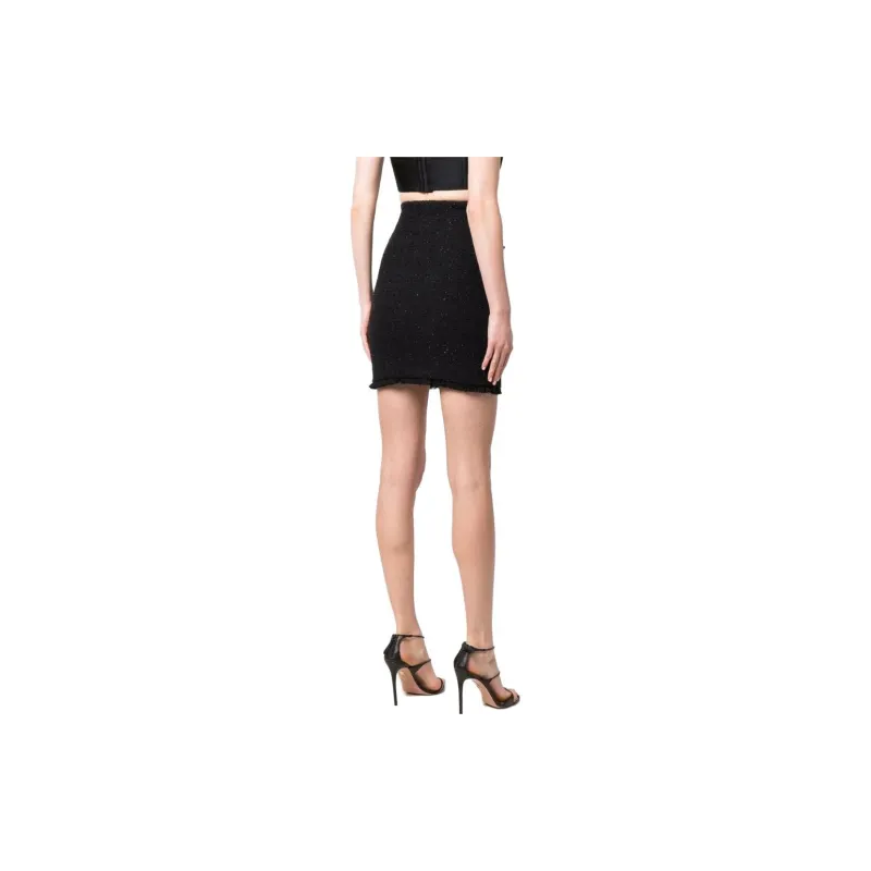 PHILIPP PLEIN Crystal Skull Tweed Short Skirt-2