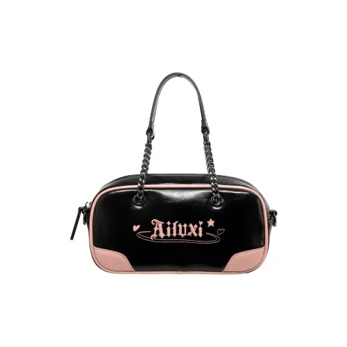 AILUXI PU Boston Bag Bowling Bag Handbags Shoulder Bag Crossbody Bag Regular Women's Galaxy Black