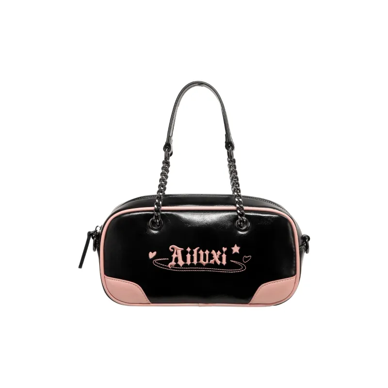 AILUXI PU Boston Bag Bowling Bag Handbags Shoulder Bag Crossbody Bag Regular Women's Galaxy Black-0