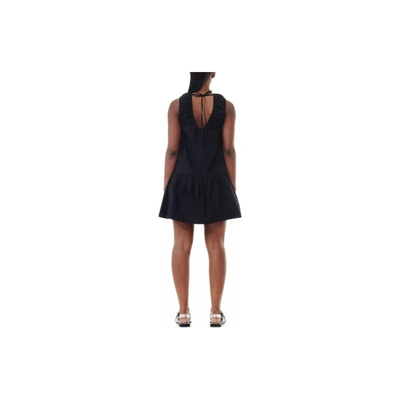 GANNI V-Neck Poplin Mini Dress-2