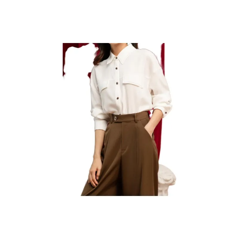 H YXIANG Shirts Women's White-3