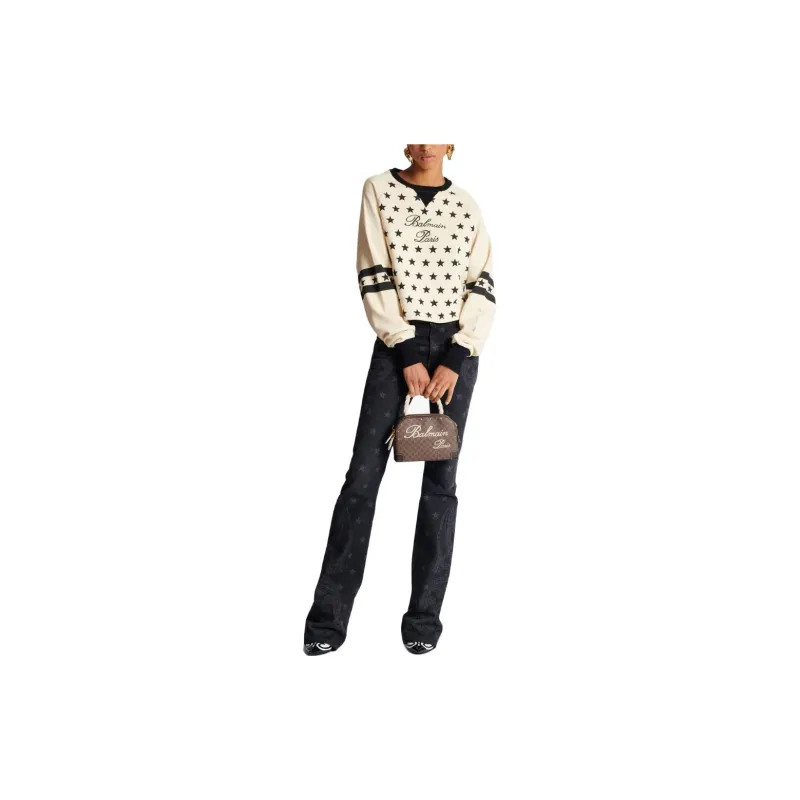 BALMAIN Signature Stars Sweater 'Cream/Black'-1