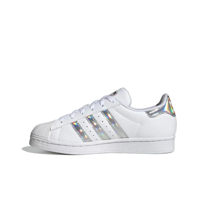 Adidas Originals SUPERSTAR Anti Slip Wear Resistant Low Top Kids Lifestyle Shoes Silver White Teenagers-0