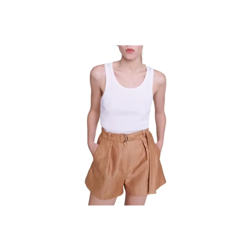 Maje Inverted pleat Belted Shorts-3