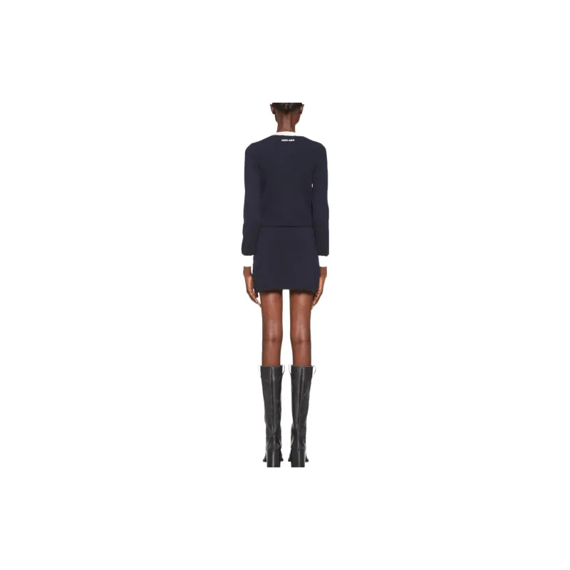 MIU MIU FW22 Casual Long Skirts Women's Navy Blue-2