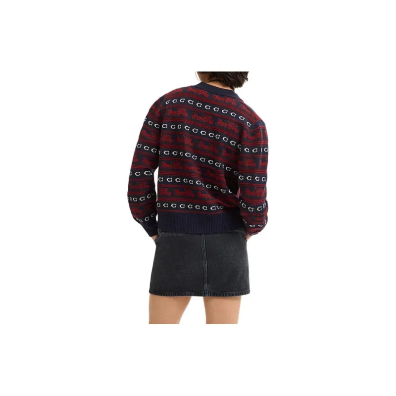 COACH FW24 Knitwear Women's Blue Red-2