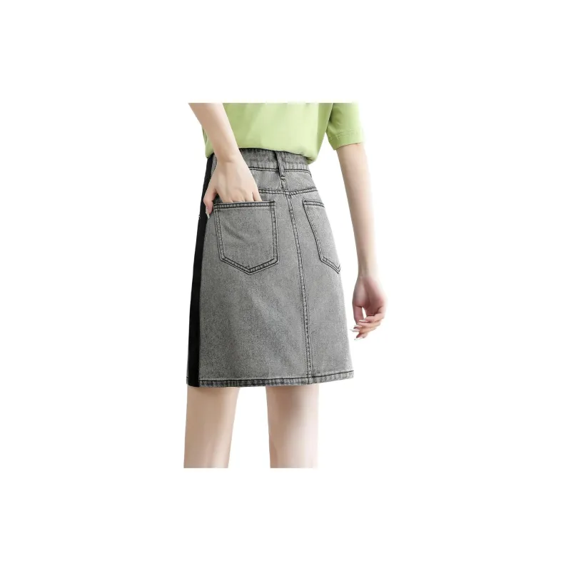 Mo Han Yi Mei Denim Short Skirts Women's Gray-3