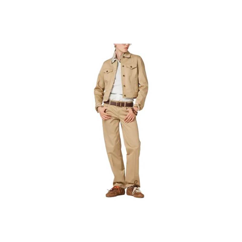 MIU MIU Logo embroidered Chino Cropped Jacket-1