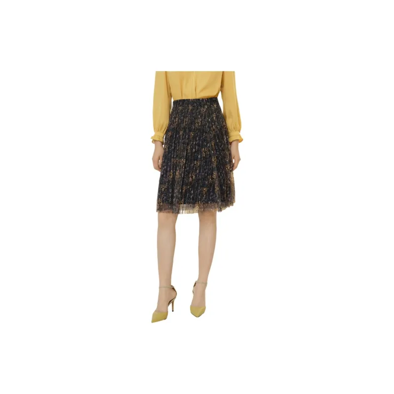 JZ Juzui Casual Long Skirts Women's Floral Dark Blue-1