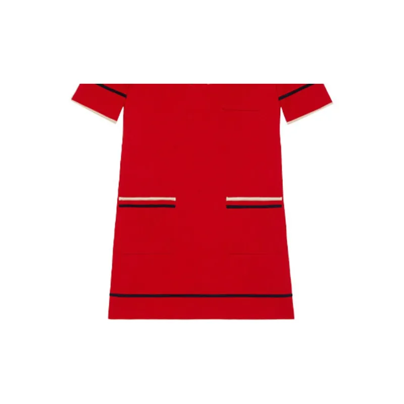 GUCCI FW21 Short Sleeved Dress Women's Red-3