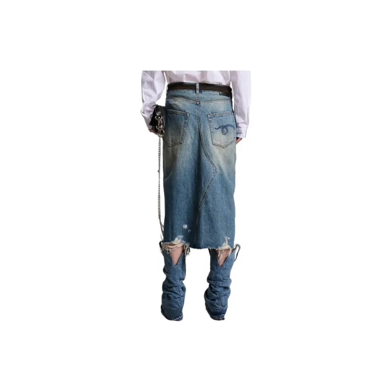 R13 SS24 Denim Long Skirt Women's Clinton Blue-1