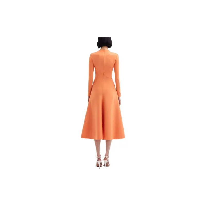Oscar De La Renta Cut-out Long-sleeve Midi Dress-3
