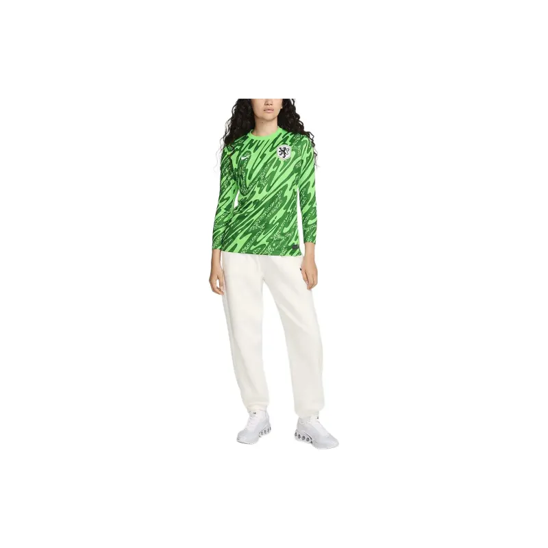 Nike Netherlands 2024/25 Stadium Goalkeeper Soccer Jerseys Women's Spark Green / Pine Green / White-5