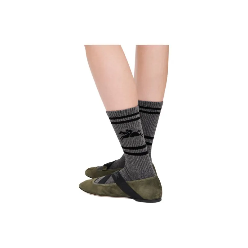 LONGCHAMP Mid-Calf Socks Women's 1 Pack Dark Gray-1