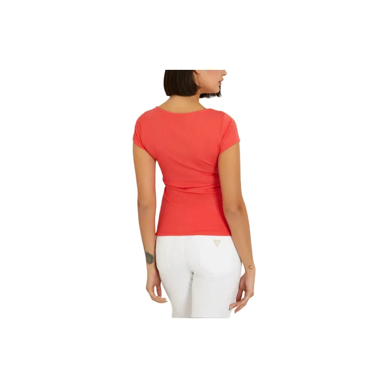 GUESS T Shirt Women's Orange Red-2