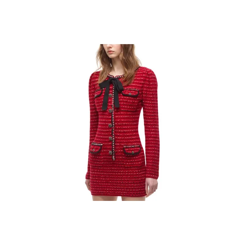 Self portrait Long Sleeved Dresses Women's Red-1