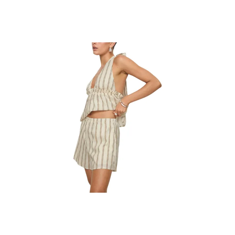 PRINCESS POLLY EASE LINEN BLEND SET Casual Suit Women's Cream Black/Cream Black-1