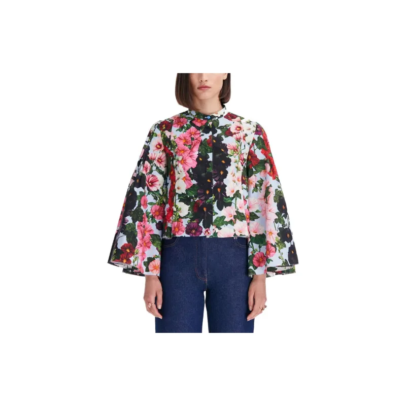 Oscar De La Renta Floral-print Wide-sleeve Blouse-2