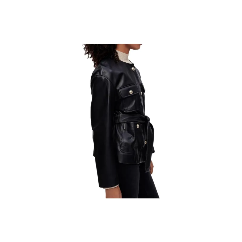 Maje Leather Jackets Women's Black-3