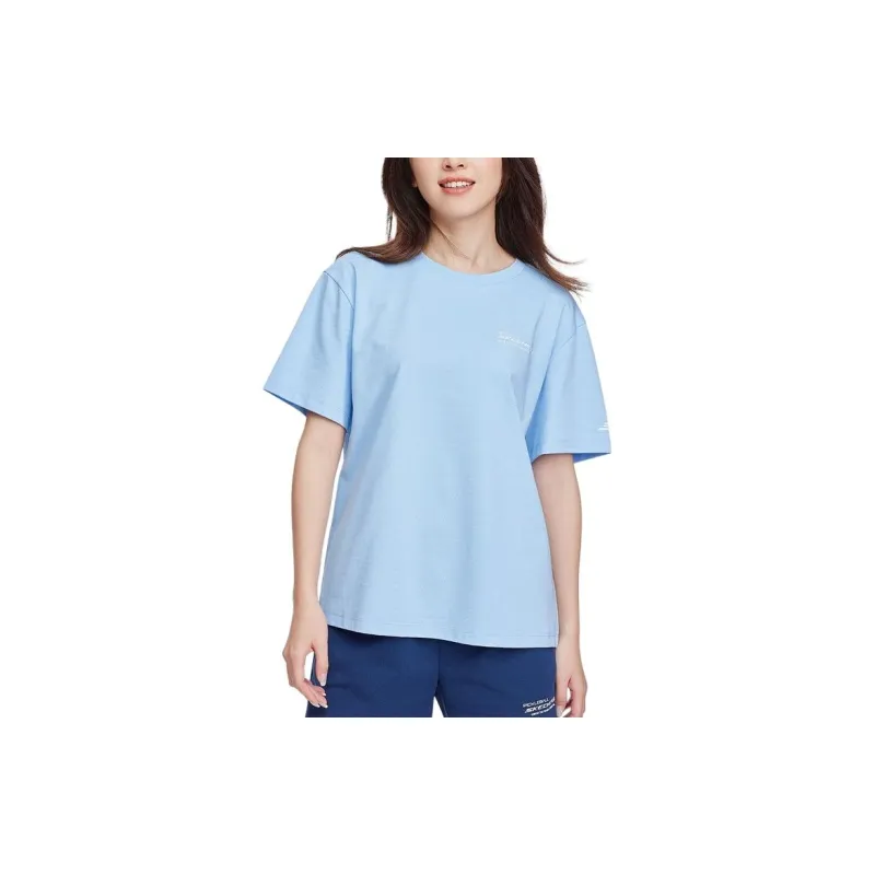 Skechers Drop Shoulder Sleeve T Shirt Women's Moon White Blue-2