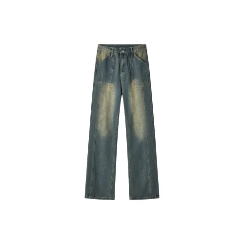 P8H9 Jeans Unisex Vintage Blue