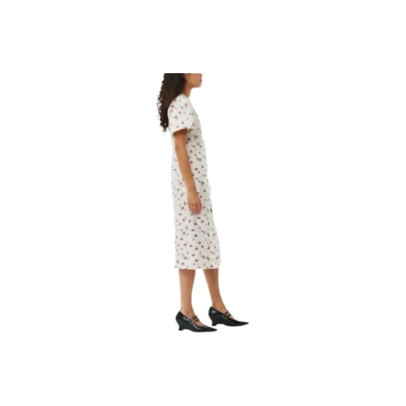 GANNI Floral Printed V Neck Midi Dress-3