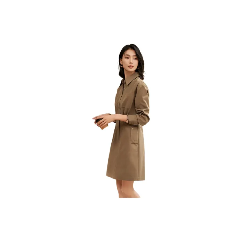 Mo Han Yi Mei Long Sleeved Dresses Women's Khaki-3