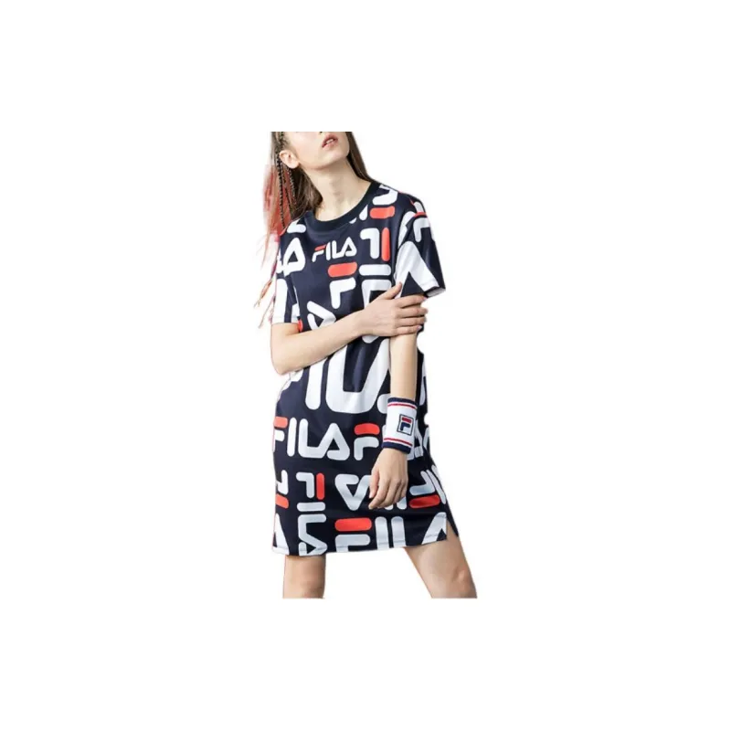 FILA Short Sleeved Dress Women's Navy Blue-2