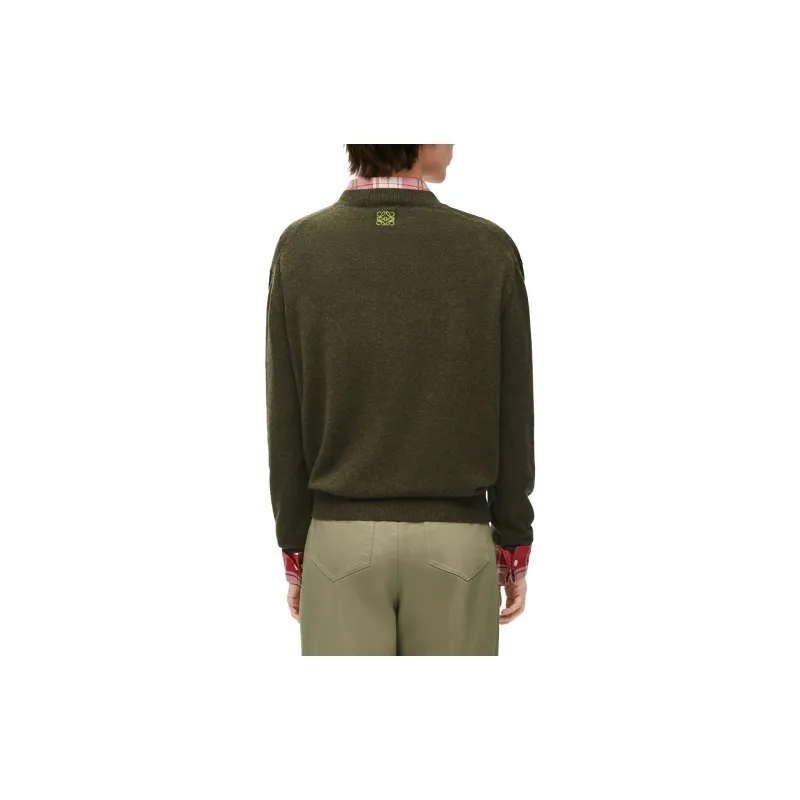 LOEWE SS24 Cashmere Sweater Women's Khaki Green-2