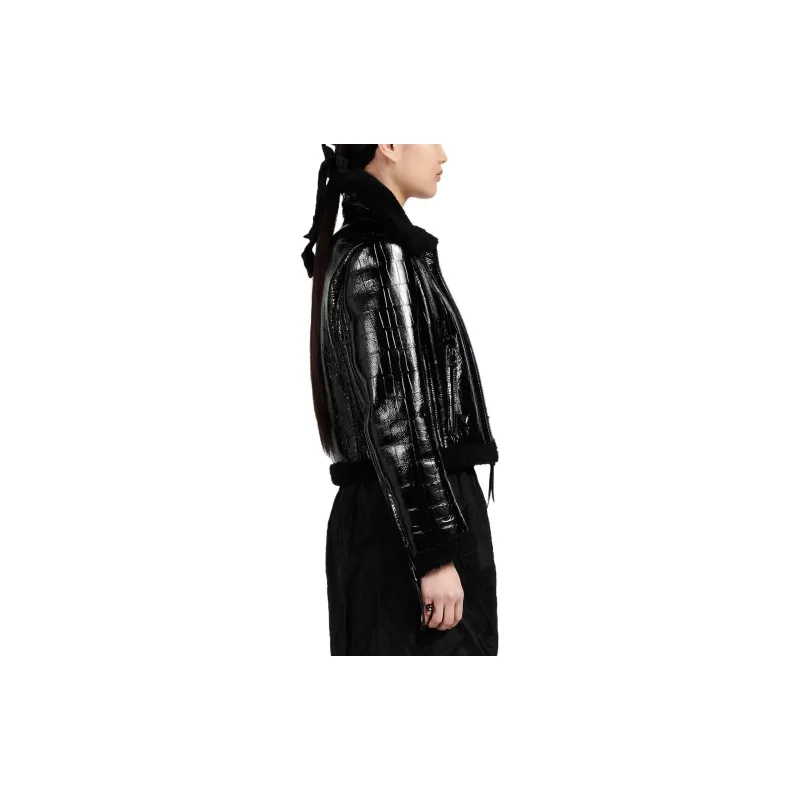 DIOR Leather Jackets Women's Black-4