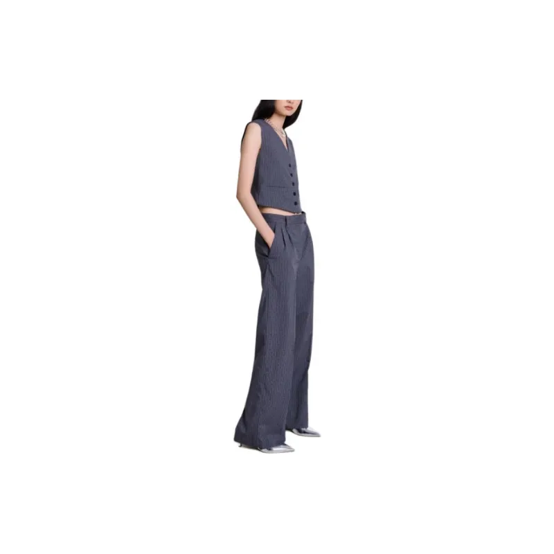 Maje Rhinestone embellished Pinstripe Waistcoat-3