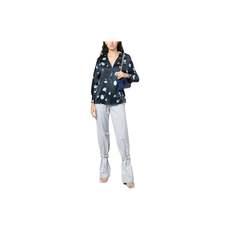 VINCE Floral Print Silk Blouse-1