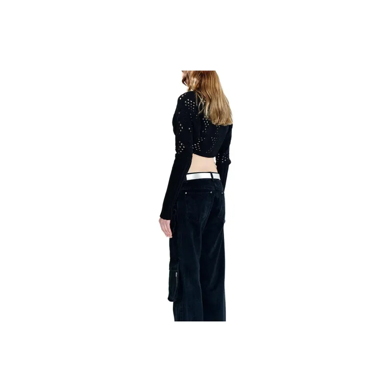 Open Yy ARGYLE POINTELLE KNIT BOLERO Knitwear Women's BLACK/Black-3
