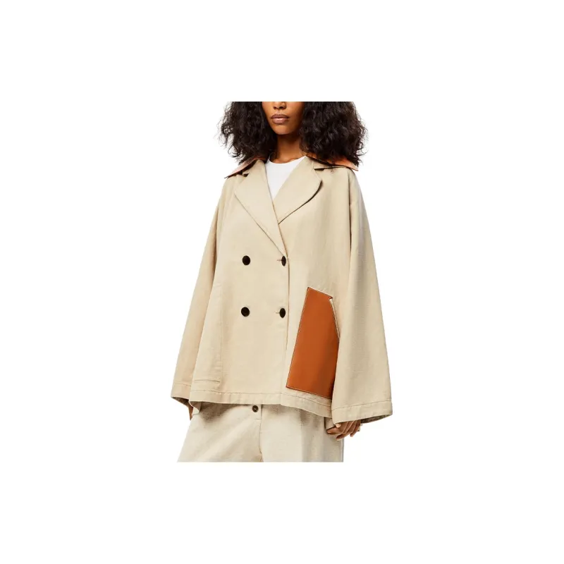 LOEWE Trapeze Peacoat Leather Collar 'Desert'-1