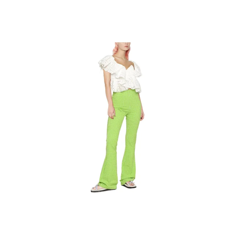 MSGM High Waisted Checked Flared Pants-2