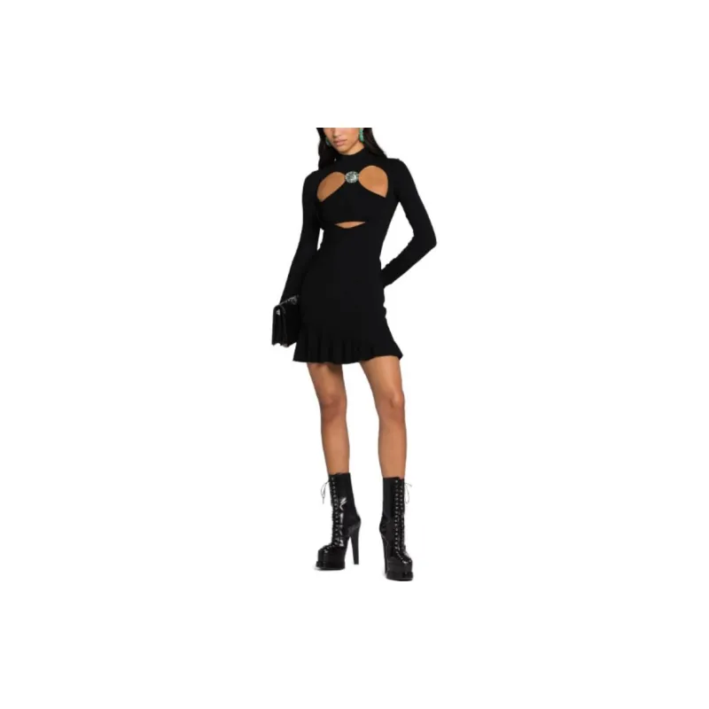 Roberto Cavalli Cut out Ruffled hem Mini Dress-1