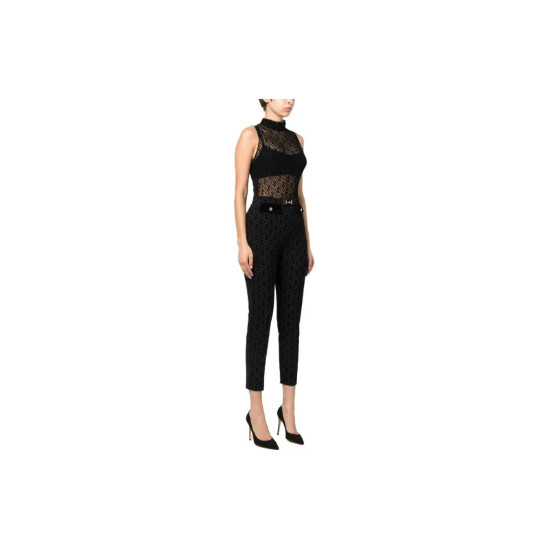 Elisabetta Franchi Monogram pattern Straight leg Trousers-3