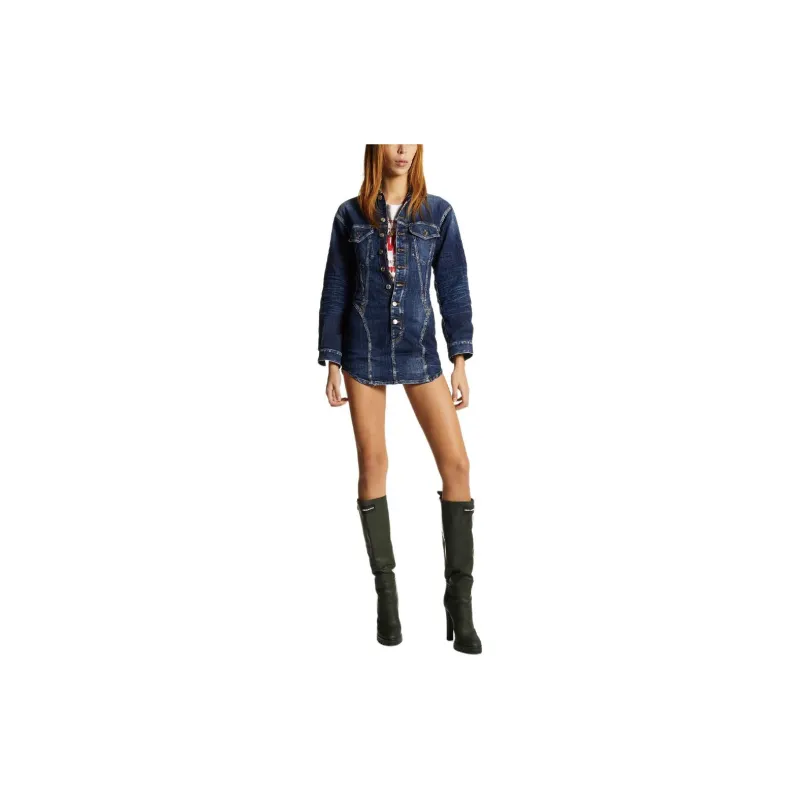 DSQUARED 2 Distressed Mini Denim Dress-2