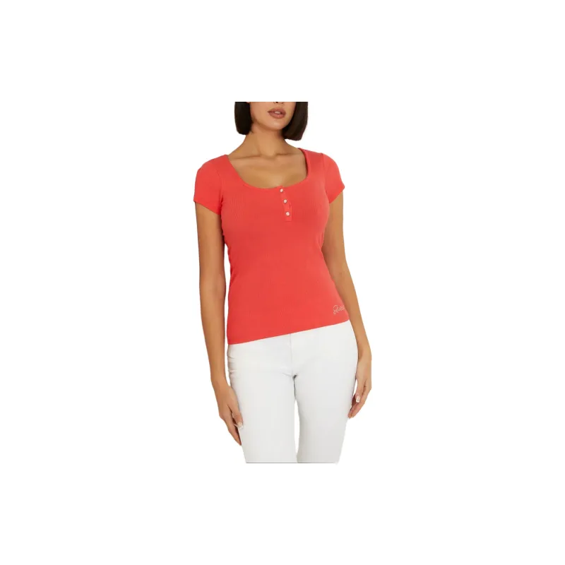 GUESS T Shirt Women's Orange Red-1