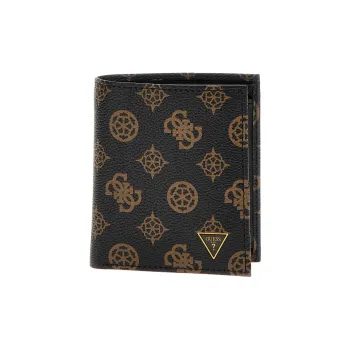 GUESS Genuine Leather Wallet Small Size Men's Brown